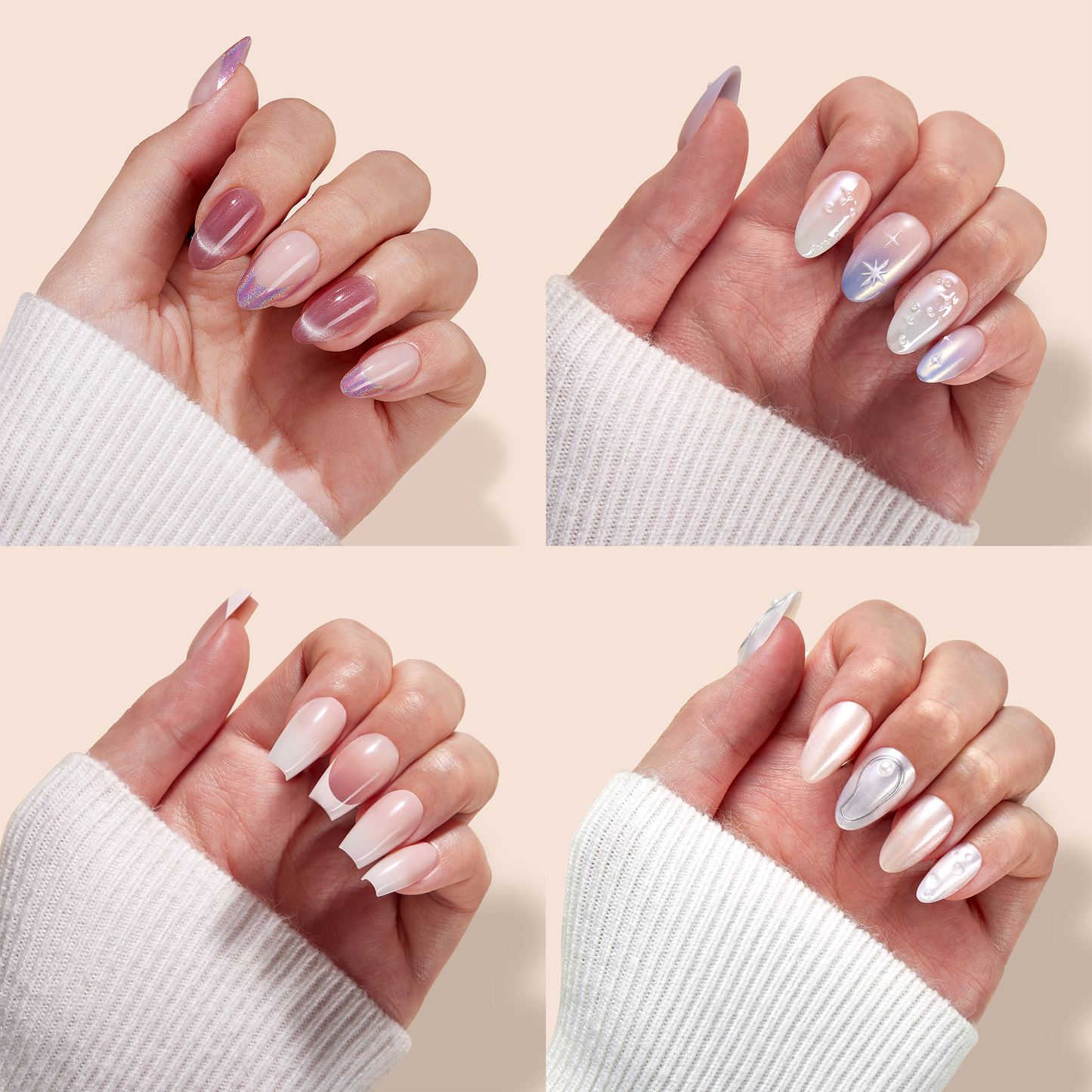 Turnkey Salon Kit: Surpised Luxury 4 Nails Set+ UV LAMP+Remover+VE Glue