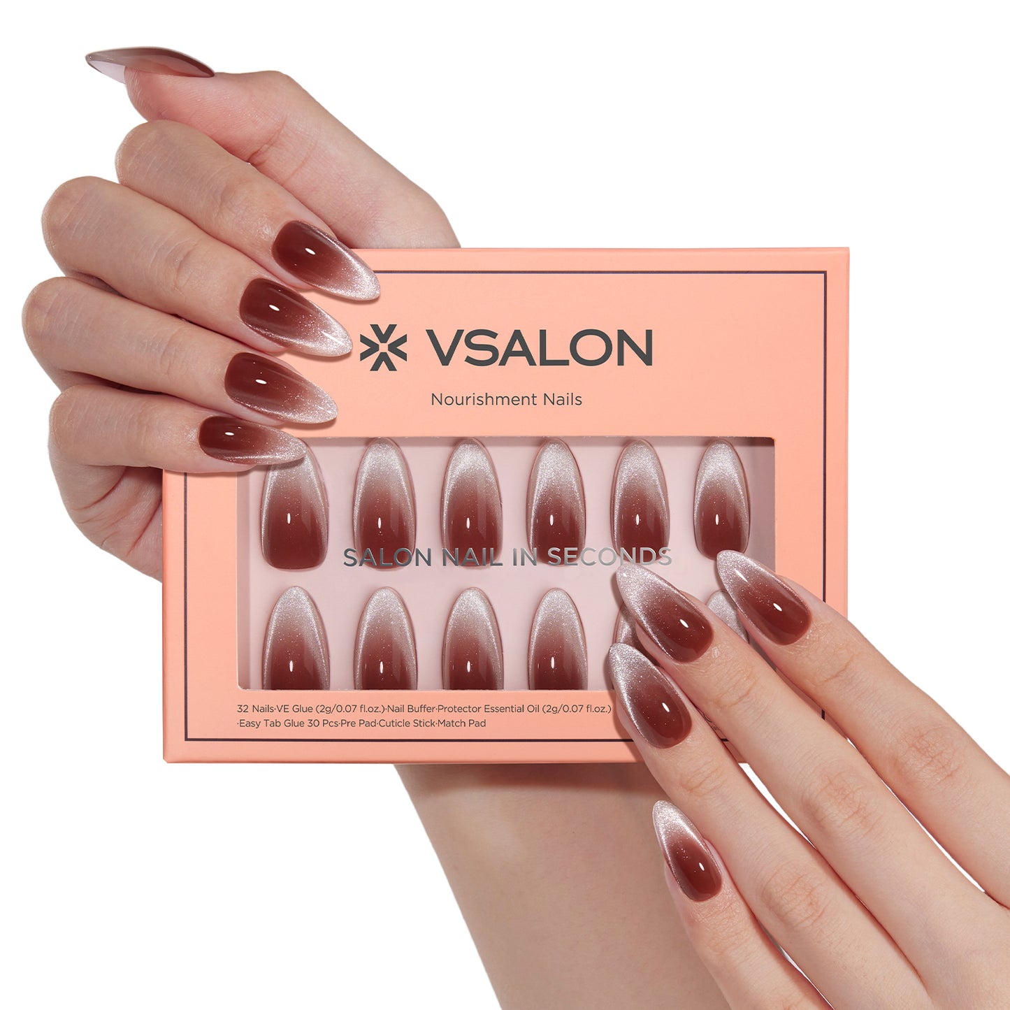VSALON Nourishment Vampire Kiss Cat Eye Short Almond Press On Nails - salon-quality, long-lasting.