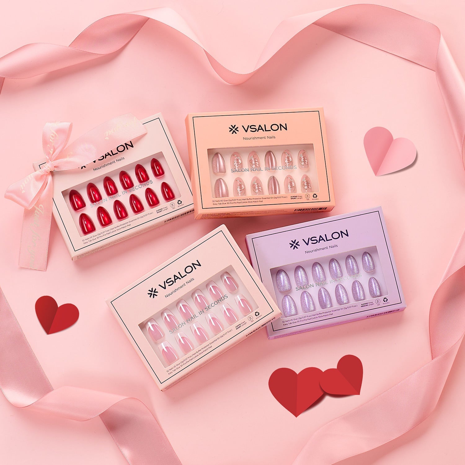 Valentine’s Press-On Nails for Work, Dates & Everyday Wear – Vsalon