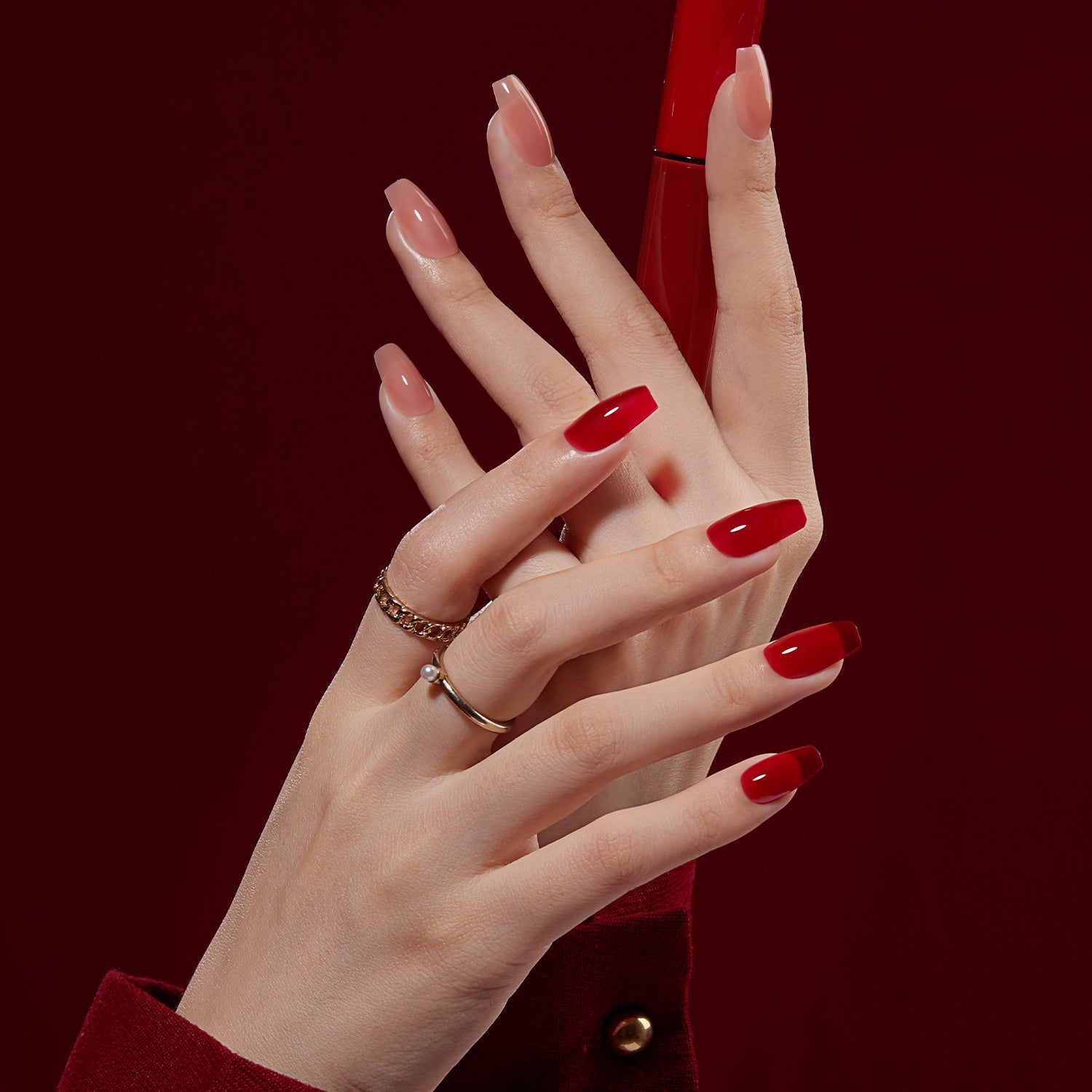 Top Red & Glitter Press-On Nails for New Year Celebrations