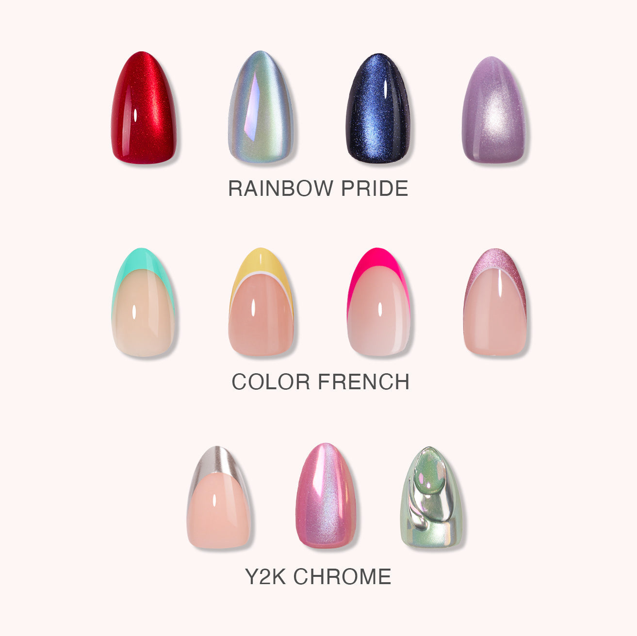 🌈 Pride Month Nails Edit: Rainbow French, Cat Eye & Y2K Chrome Press-Ons