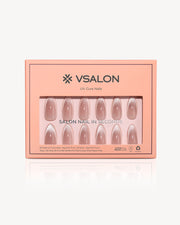 VSALON Sourire elegant press on nails set with medium almond gel nails, salon quality manicure look