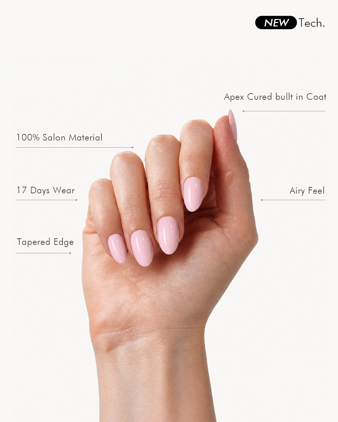 Strawberry Jam short almond gel press-on nails featuring salon soft gel material, tapered edges and comfortable fit