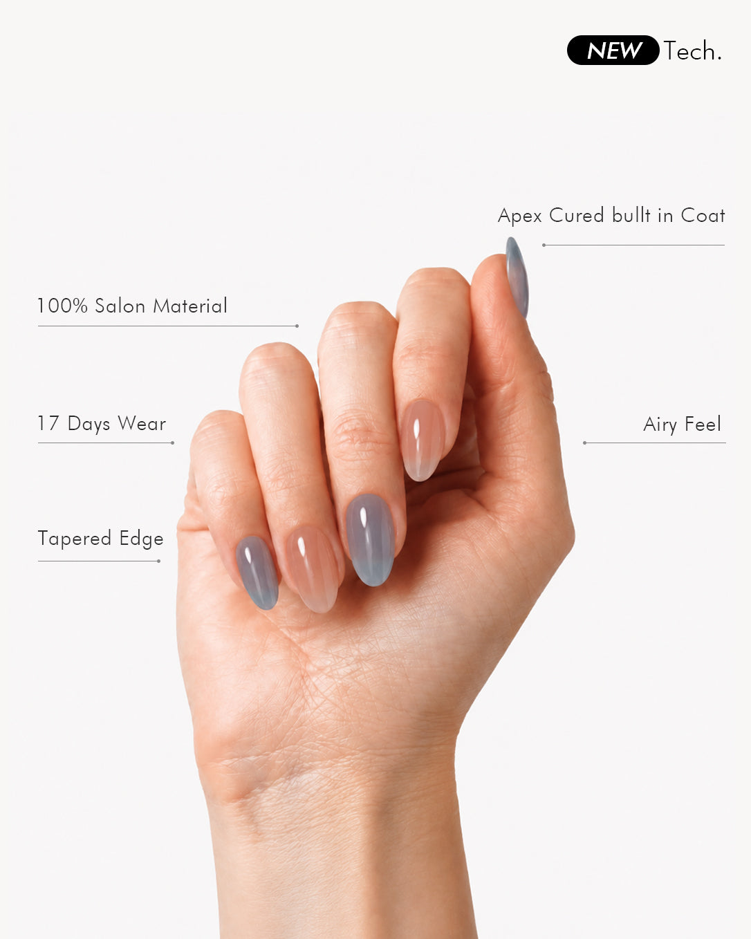 Charming Blossoms short almond gel press-on nails with salon soft gel material, tapered edges and seamless fit