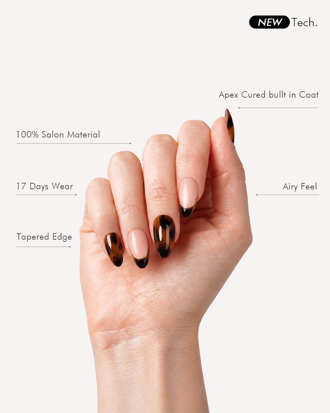 VSALON Leopard Luxe press-on nails showing a comfortable fit with a glossy finish and statement leopard nail art.