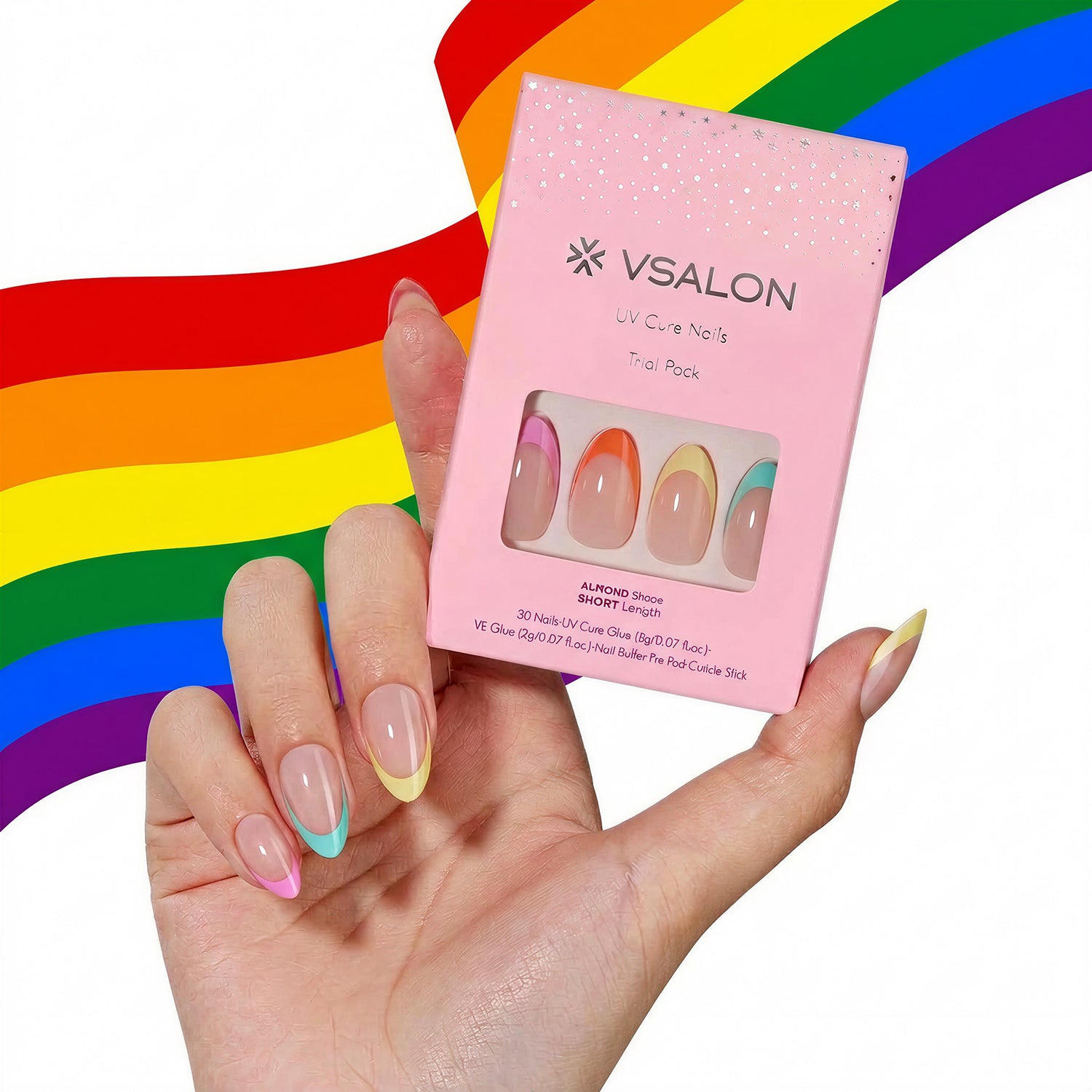 🌈 Pride-Inspired Rainbow French Tips