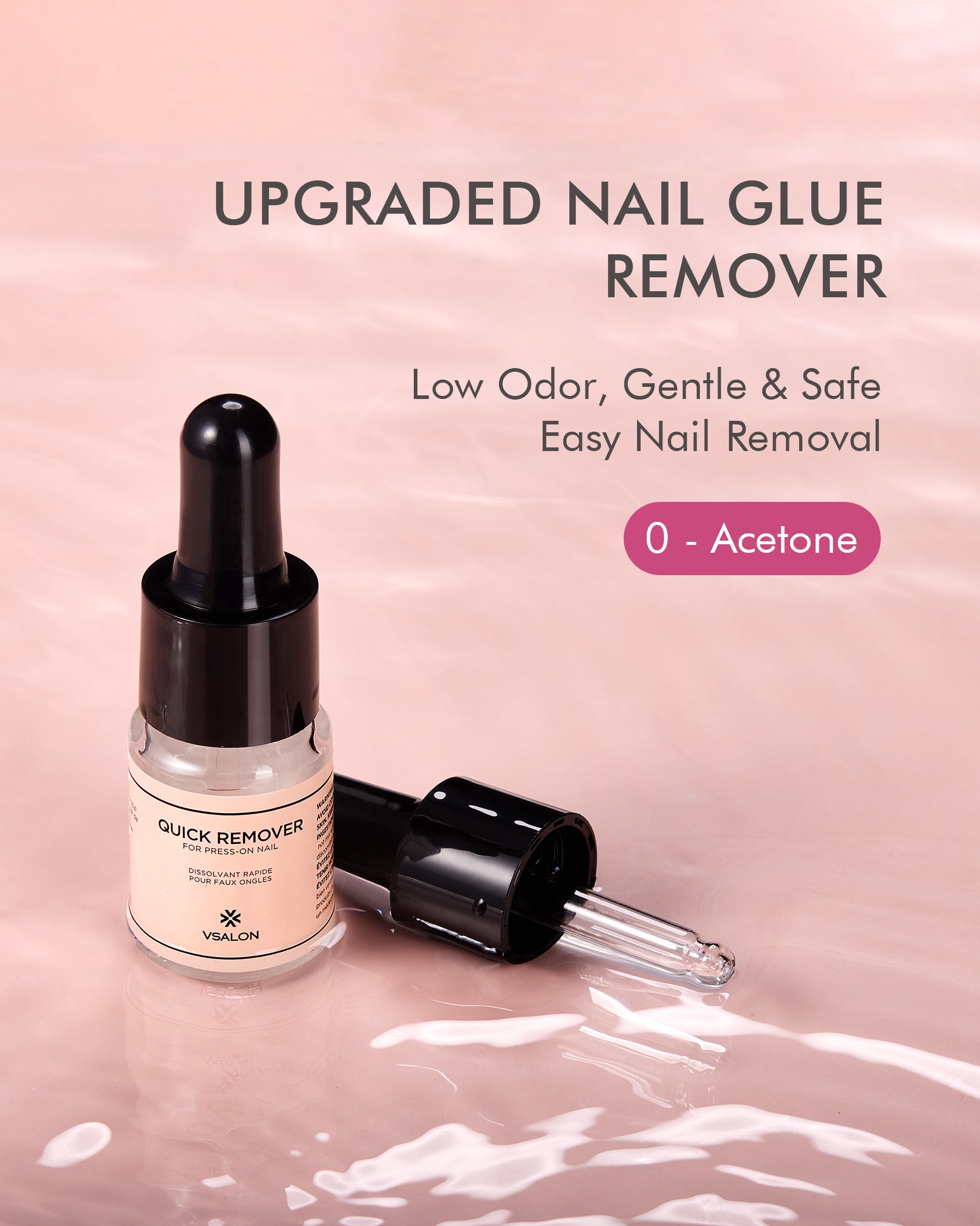 Drop of VSALON gentle nail remover – acetone-free, enriched with vitamin E