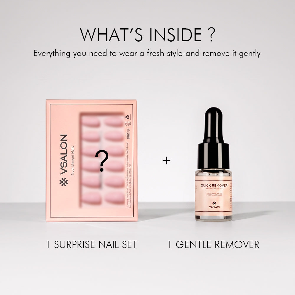 VSALON Mystery Nails and Quick Remover kit with one surprise press-on nail set