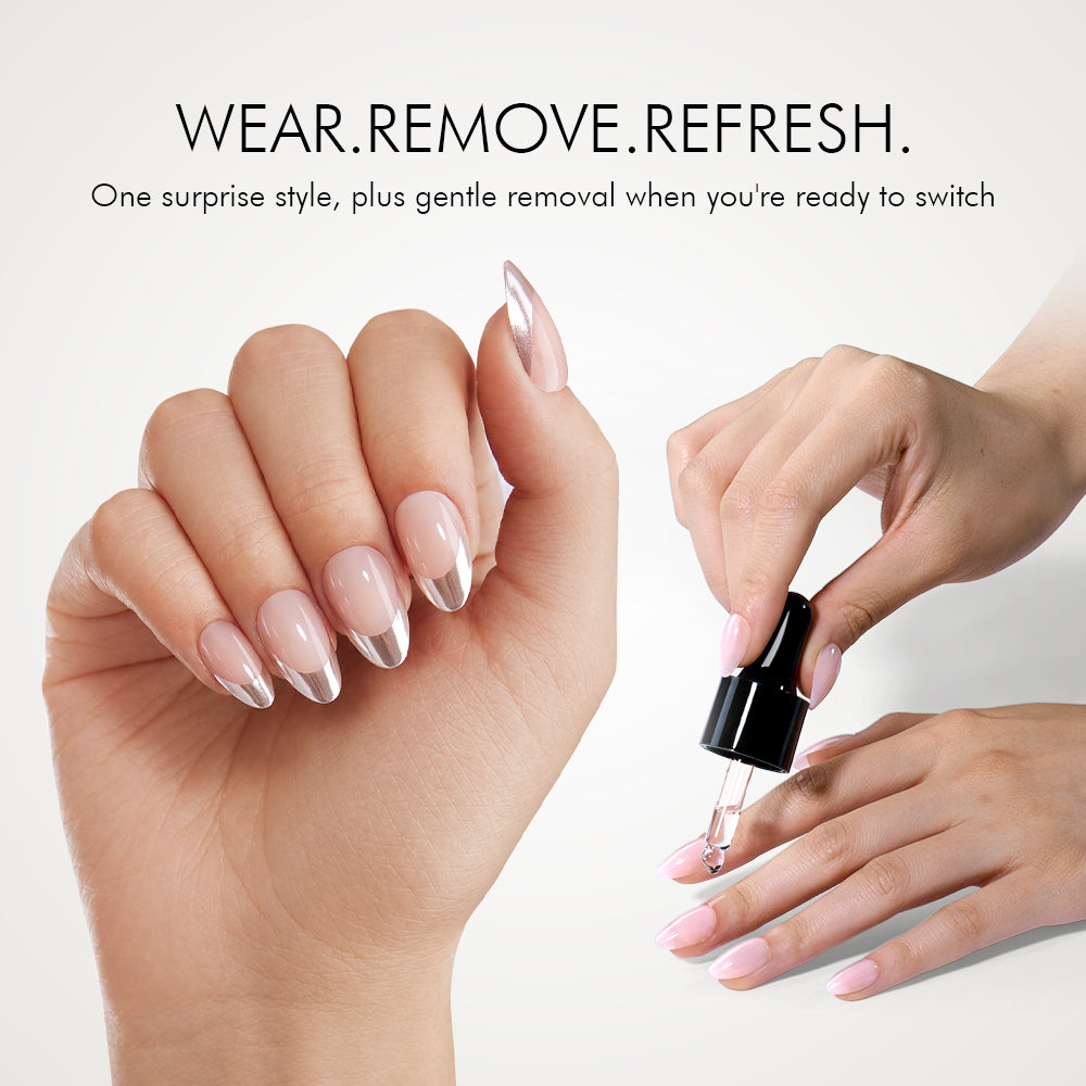 Mystery press-on nails with VSALON Quick Remover for an easy manicure refresh