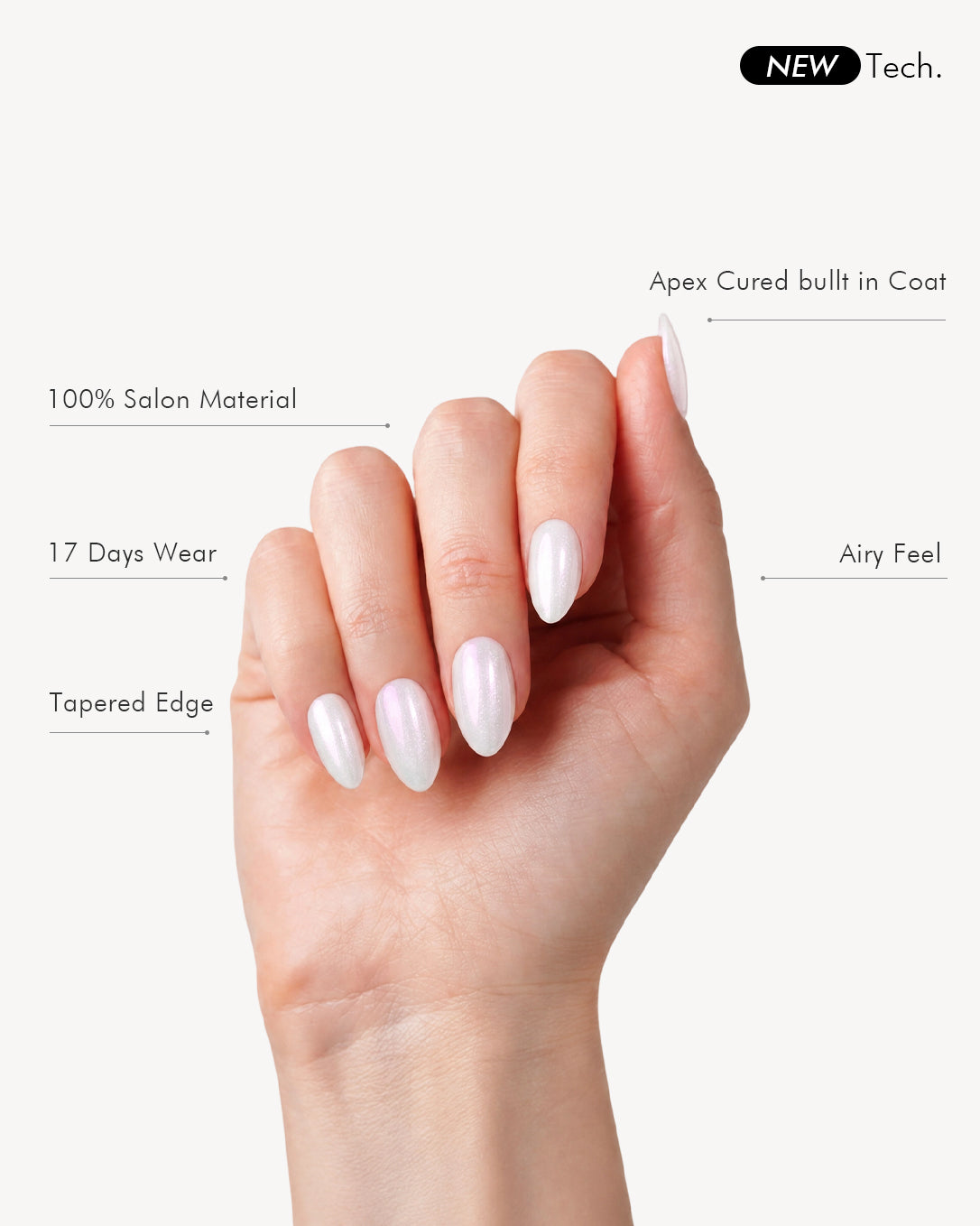 Aurora's Angel almond short gel press-on nails featuring tapered edges and professional salon finish