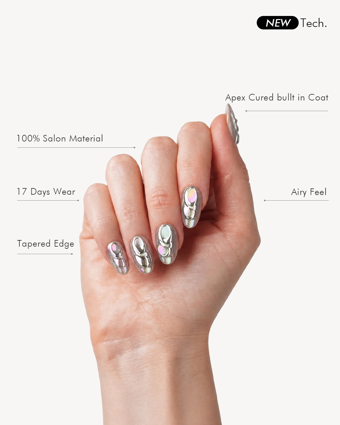 Unicorn short almond gel press-on nails featuring salon soft gel material, tapered edges and comfortable fit