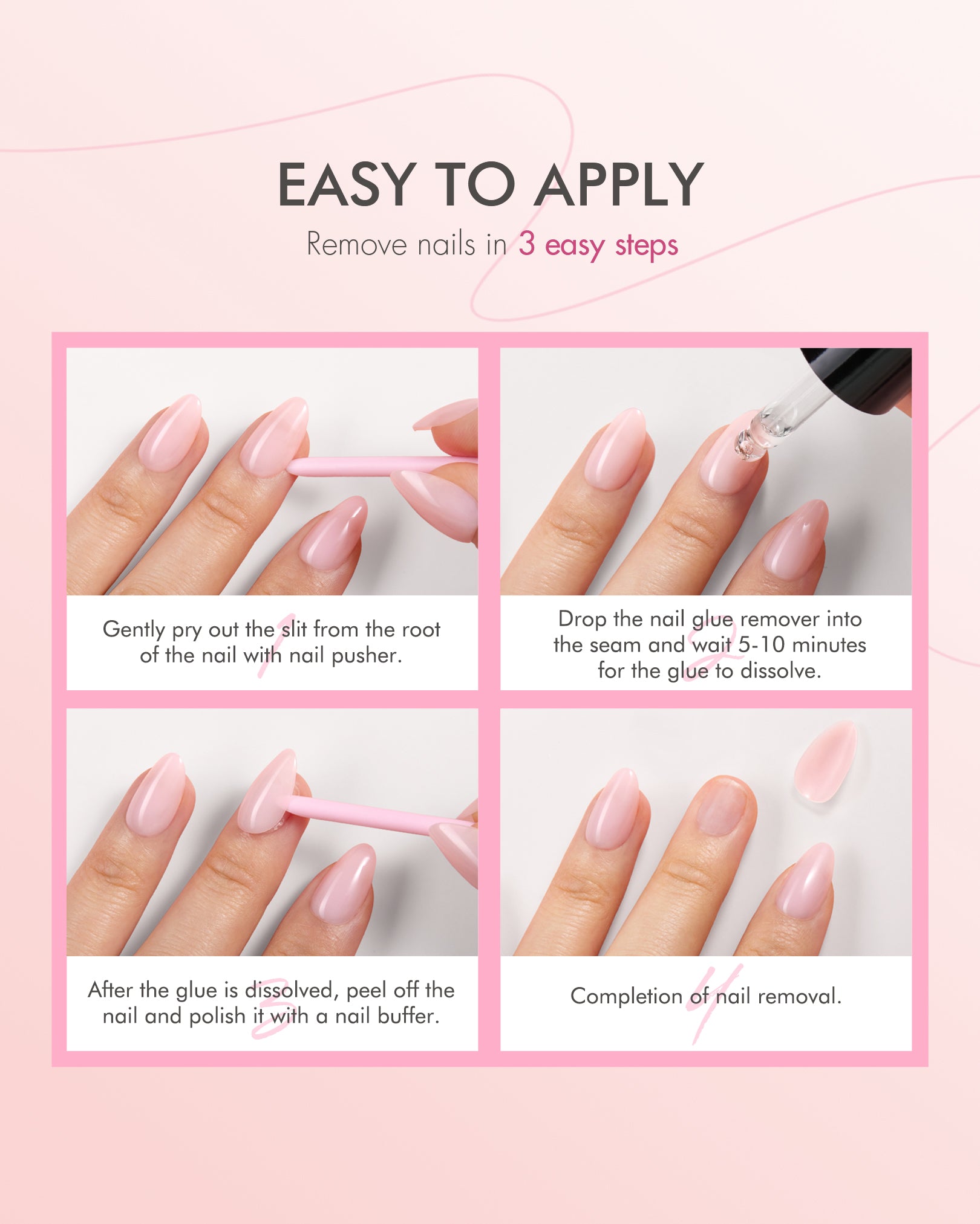 Step-by-step guide using VSALON nail remover to safely remove press on nails