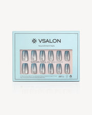 VSALON Crystal Tide press-on nails featuring a crystal-inspired cat-eye shimmer finish with a glossy gel shine and elegant ocean-inspired glow.