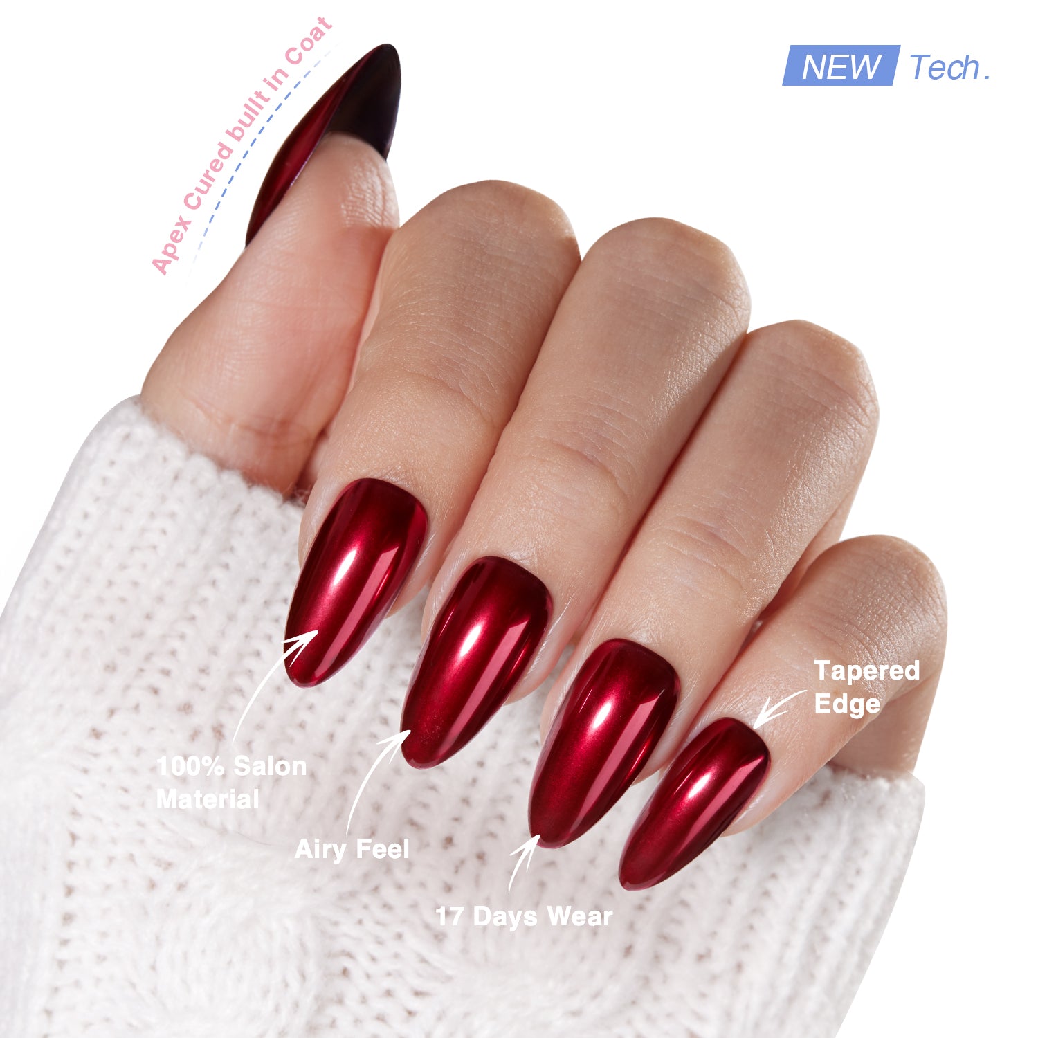 VSALON Nourishment Nails“Bourgogne Glide” Press On Nails – salon-quality finish and perfect shine.