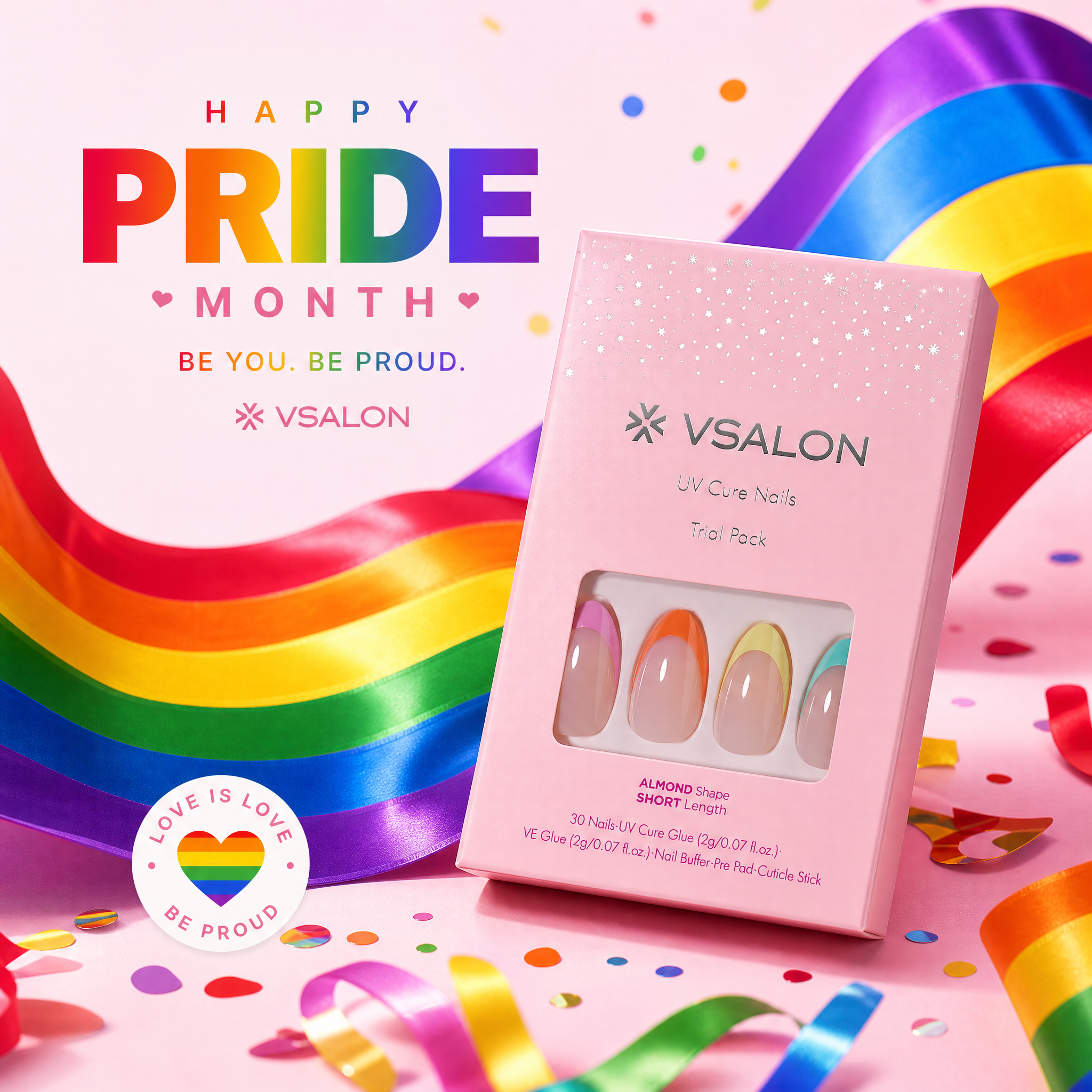 🌈 Pride-Inspired Rainbow French Tips