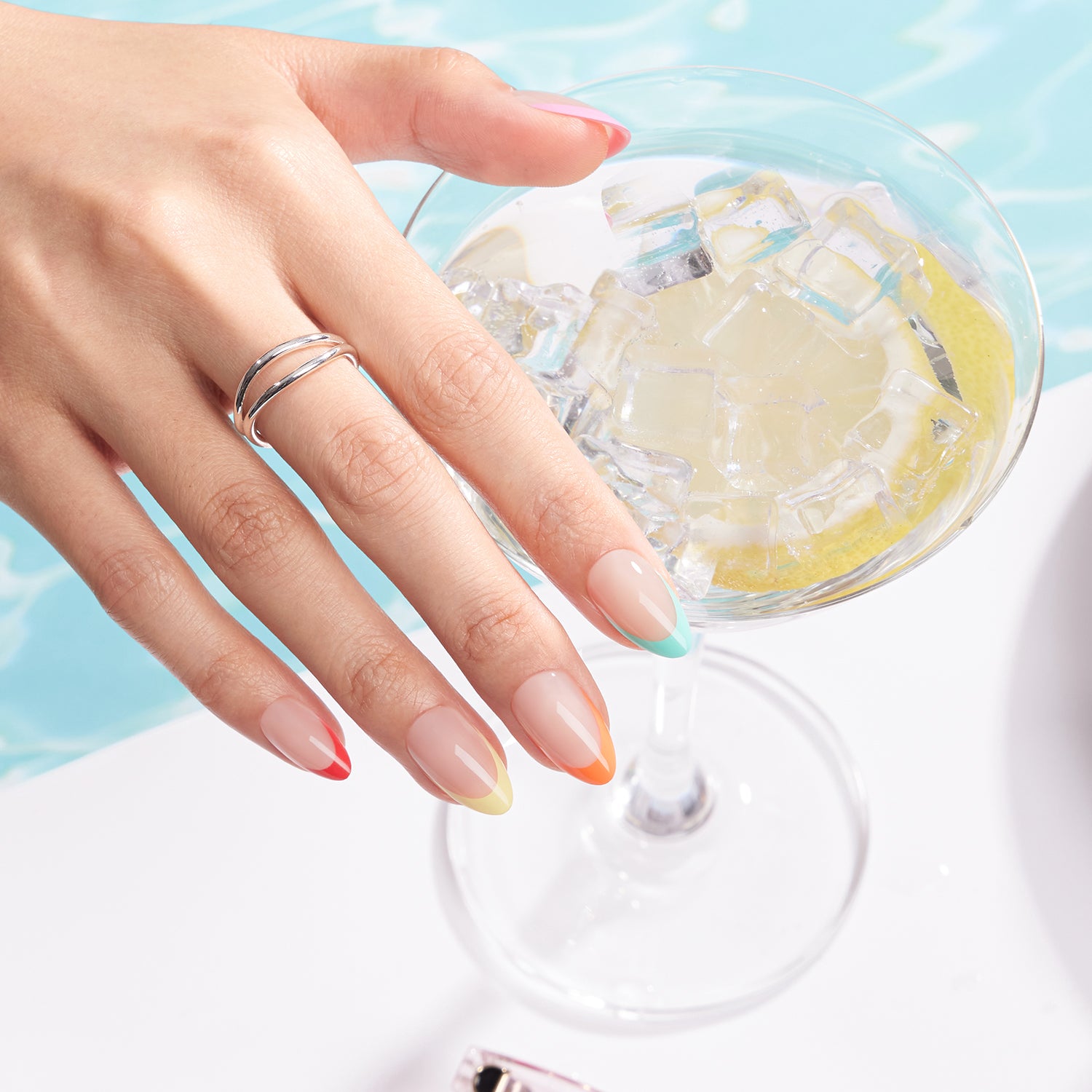 🌈 Color Pop French Tips – Mini UV Press-On Set