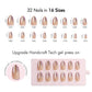 VSALON UV Cure Nails Autumn Gold Cat Eye Short Almond Press On Nails Size Chart – shows length and width for each press on nail.