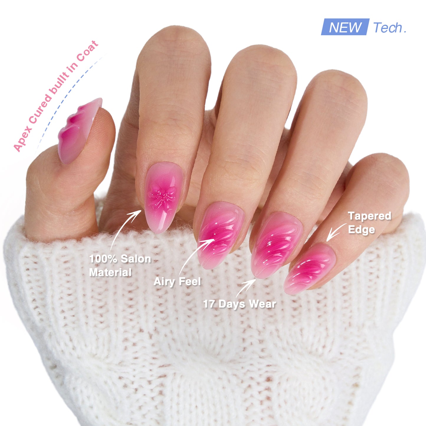 VSALON Dual Glam Nails Barlow Girl Pink French Tips Short Almond Press On Nails - salon-quality finish and perfect shine.