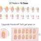 VSALON Nourishment Chamomile Floral Short Almond Press On Nails Size Chart – shows length and width for each press on nail.