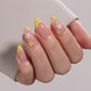 VSALON Nourishment Chamomile Floral Short Almond Press On Nails - elegant look worn on hands