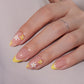 VSALON Nourishment Chamomile Floral Short Almond Press On Nails - natural look on hand model