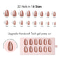 VSALON Nourishment Champagne Glaze pink Short Almond Press On Nails Size Chart – shows length and width for each press on nail.