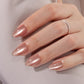 VSALON Nourishment Champagne Glaze pink Short Almond Press On Nails - natural look on hand model