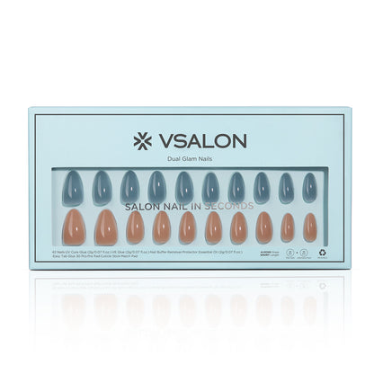 VSALON Dual Glam Nails Charming Blossoms Solid Color Short Almond Press On Nails - easy to apply, salon-quality, lasts 25+ days.