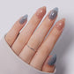 VSALON Dual Glam Nails Charming Blossoms Solid Color Short Almond Press On Nails - model wearing