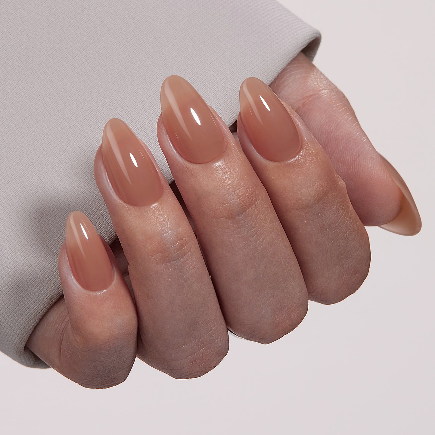 VSALON Dual Glam Nails Charming Blossoms Solid Color Short Almond Press On Nails - elegant look worn on hands