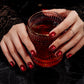 VSALON Nourishment Cider Red Cat Eye Short Square Press On Nails - styled for a holiday party look.