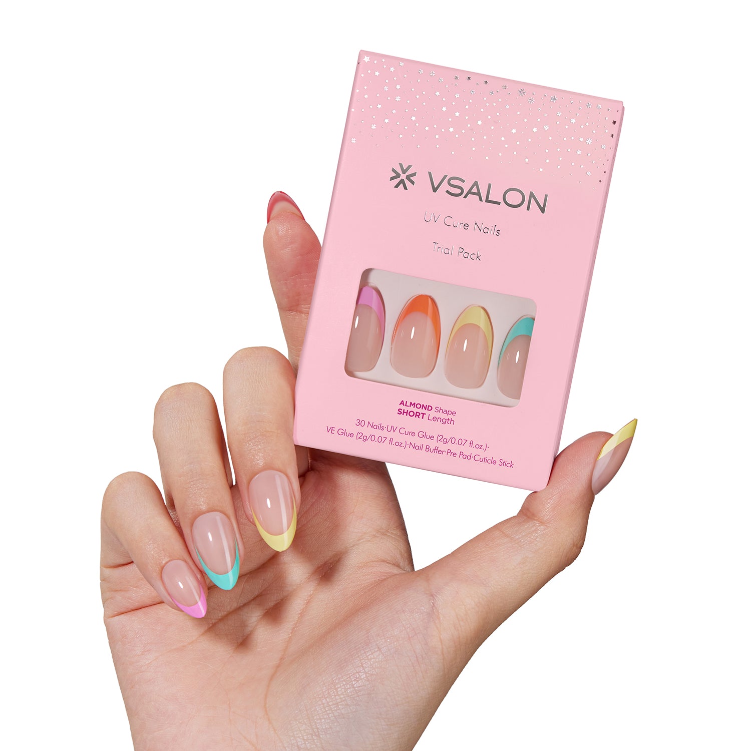 🌈 Color Pop French Tips – Mini UV Press-On Set