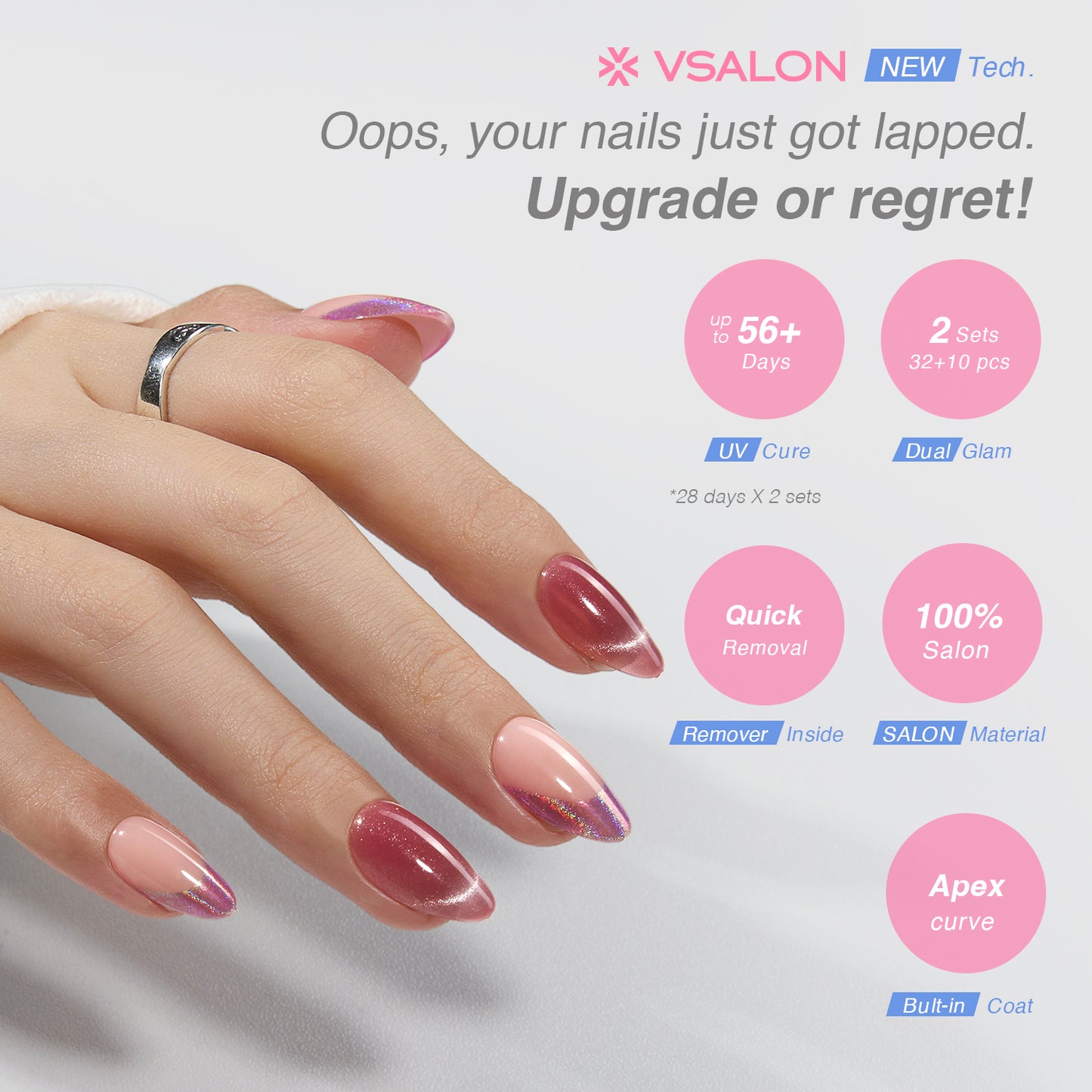 VSALON Dual Glam“Potion” Press On Nails – last up to 25+ days, salon-quality durability.