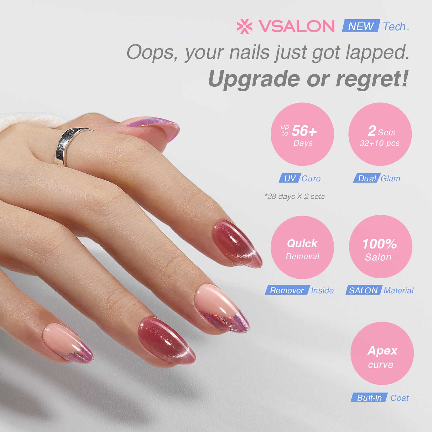 VSALON Dual Glam“Potion” Press On Nails – last up to 25+ days, salon-quality durability.
