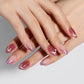 VSALON Dual Glam “Potion” Short Almond Press On Nails – elegant look worn on hands.