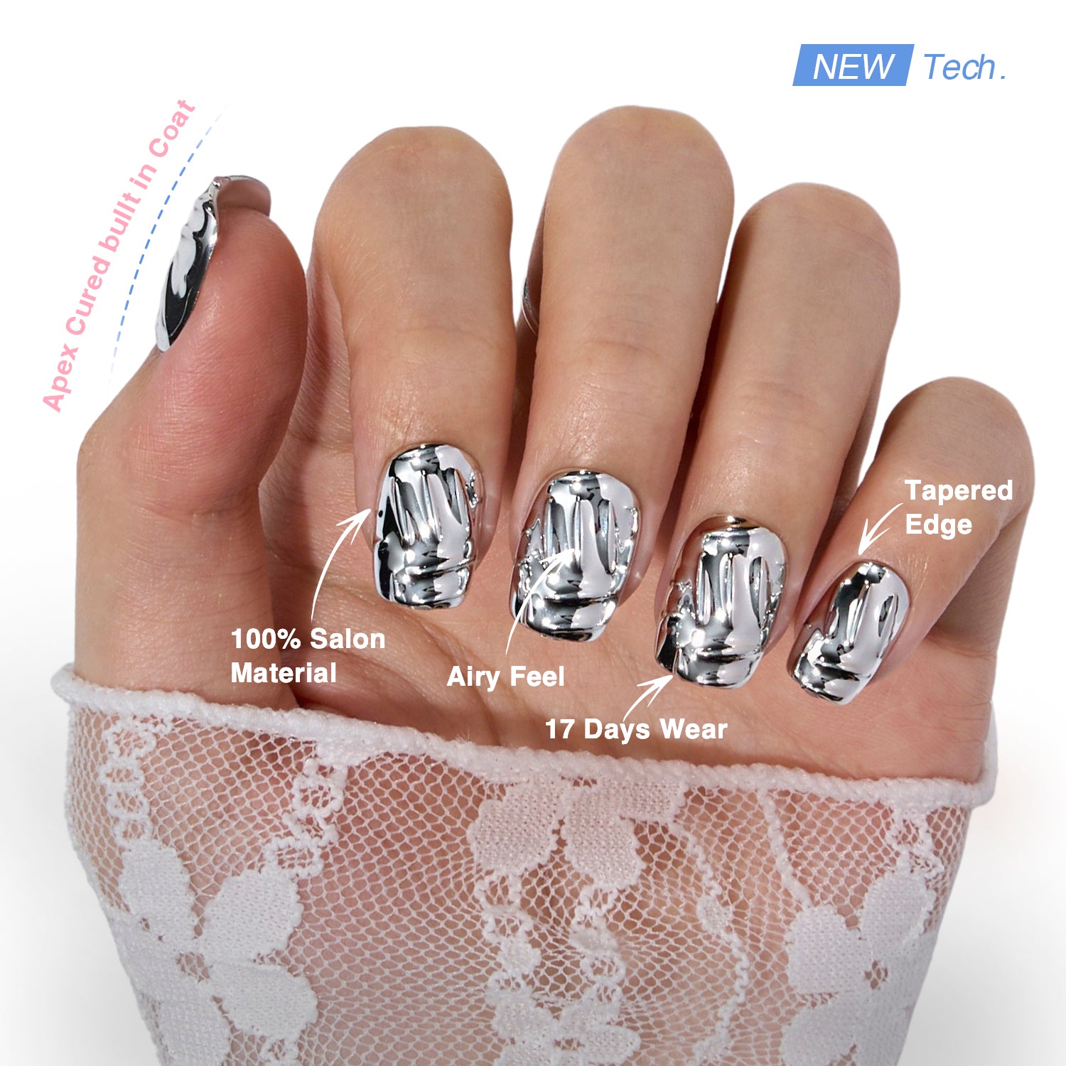 VSALON Nourishment Edge Mirage Rock 3D Textured Short Square Press On Nails - salon-quality finish and perfect shine.