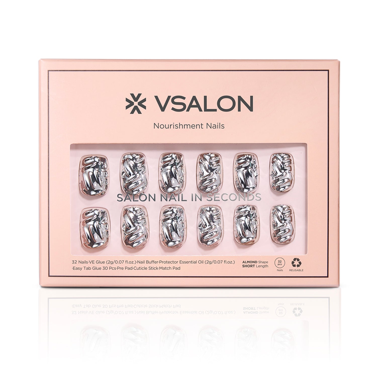 VSALON Nourishment Edge Mirage Rock 3D Textured Short Square Press On Nails - easy to apply, salon-quality, lasts 25+ days.