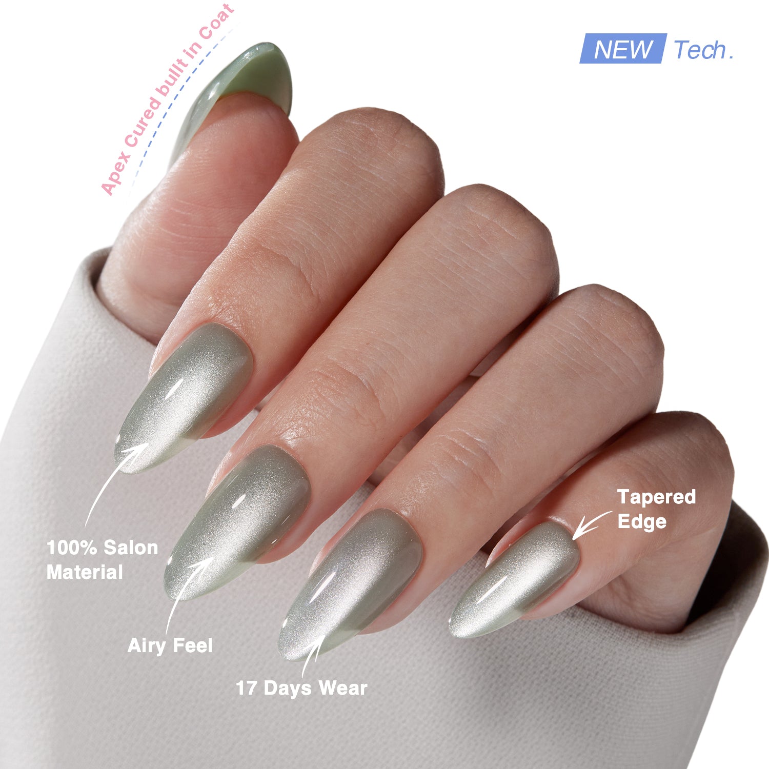 VSALON Nourishment Goblin Cat Eye Short Almond Press On Nails - salon-quality finish and perfect shine.