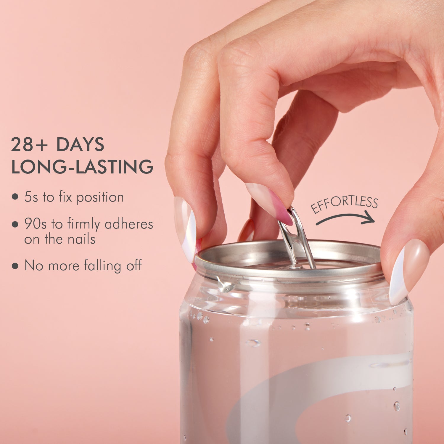 VSALON Dual Glam Nails Liberty Tips Pink French Tips Short Almond Press On Nails - salon-quality finish and perfect shine.