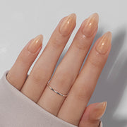 VSALON UV Cure Nails Luxe Pumpkin orange Short Almond Press On Nails - model wearing