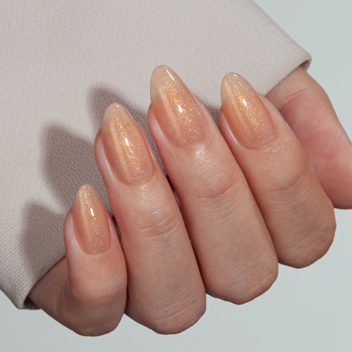 VSALON UV Cure Nails Luxe Pumpkin orange Short Almond Press On Nails - elegant look worn on hands