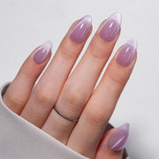 VSALON UV Cure Nails Mist Lilac Lavender Cat Eye Short Almond Press On Nails - model wearing