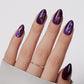 VSALON Nourishment Cosmos Purple Short Almond Press On Nails - elegant look worn on hands