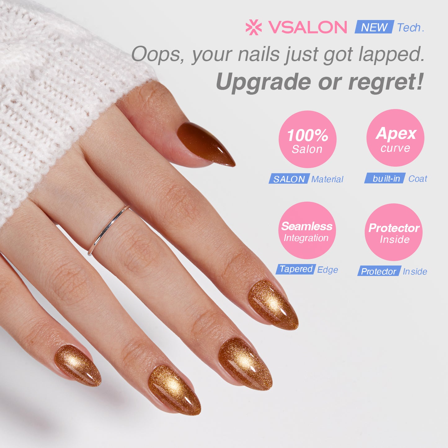 VSALON Nourishment Nails“Truffle Halo” Press On Nails – salon-quality finish and perfect shine.