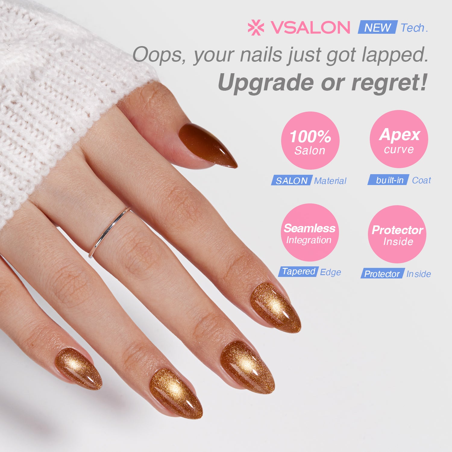 VSALON Nourishment Nails“Truffle Halo” Press On Nails – salon-quality finish and perfect shine.