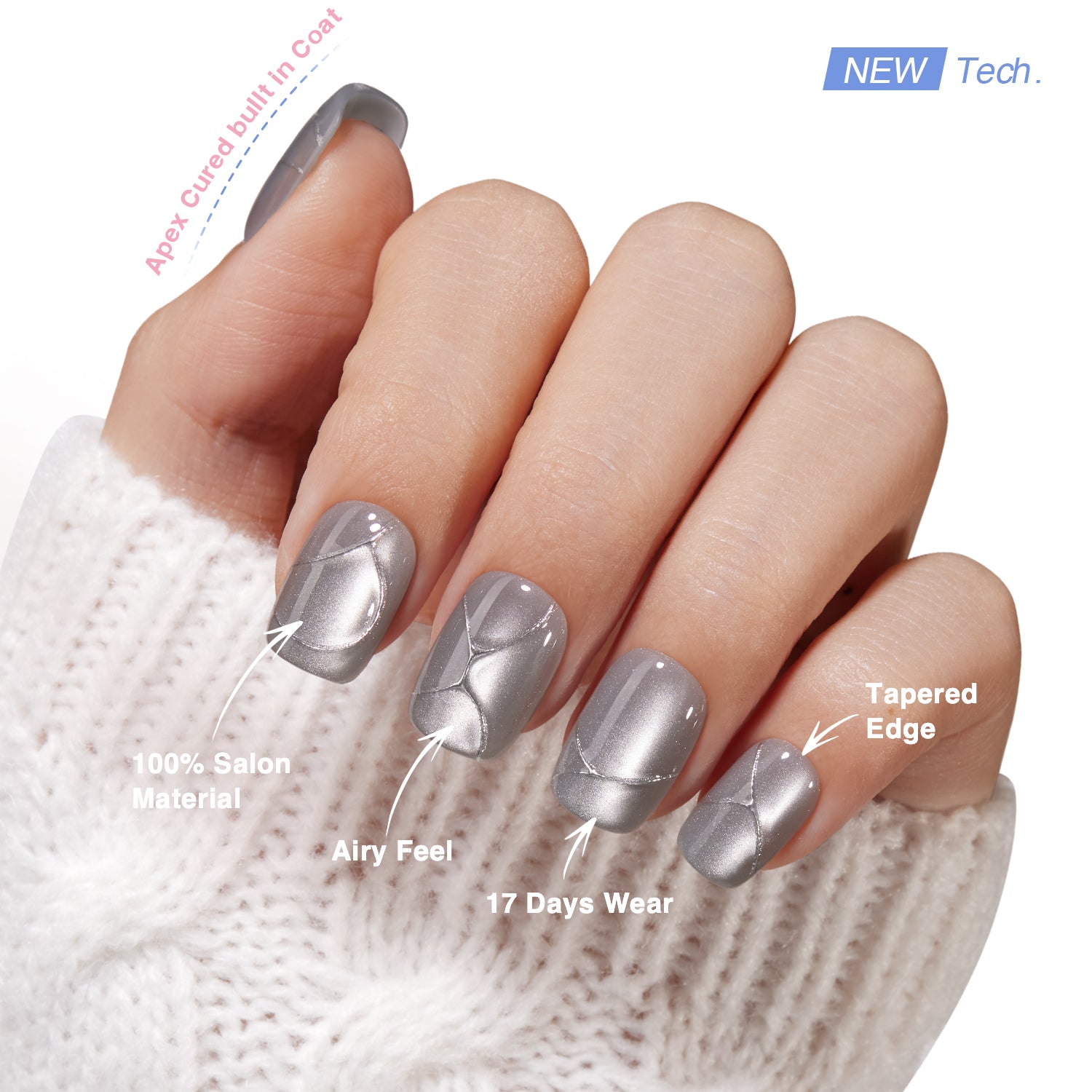VSALON “Metropolis Beam” Press On Nails – salon-quality finish and perfect shine.
