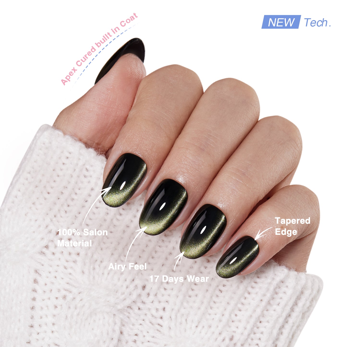 VSALON Nourishment Nails“Velvet Moss” Press On Nails – salon-quality finish and perfect shine.