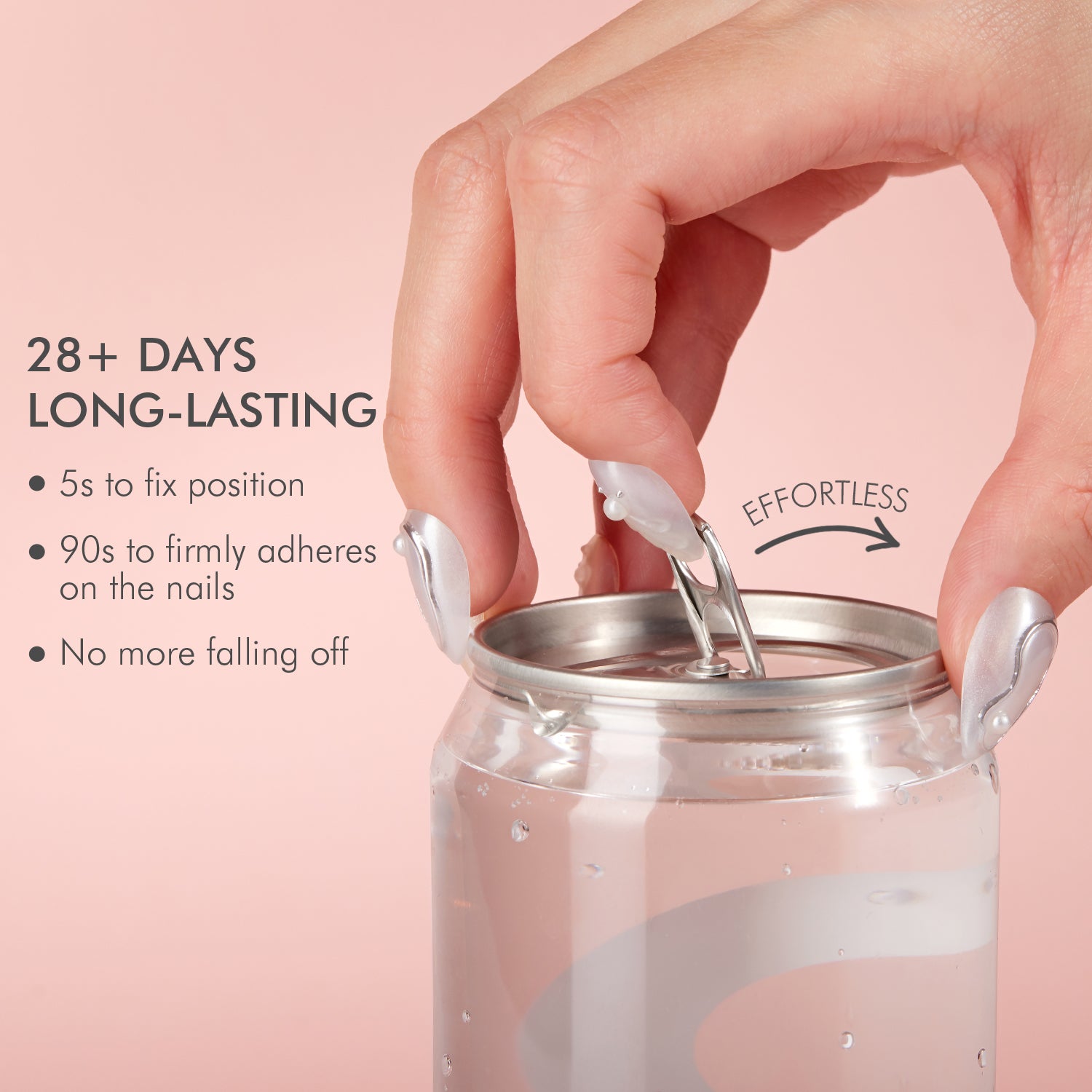 VSALON Dual Glam Nails Patriot Pearl Pearl Solid Color Short Almond Press On Nails - 5s to fix position-90s to firmly adhereson the nails-No more falling off