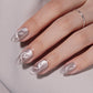 VSALON UV Cure Nails Polar Cat Eye Short Almond Press On Nails - romantic date-night manicure idea.