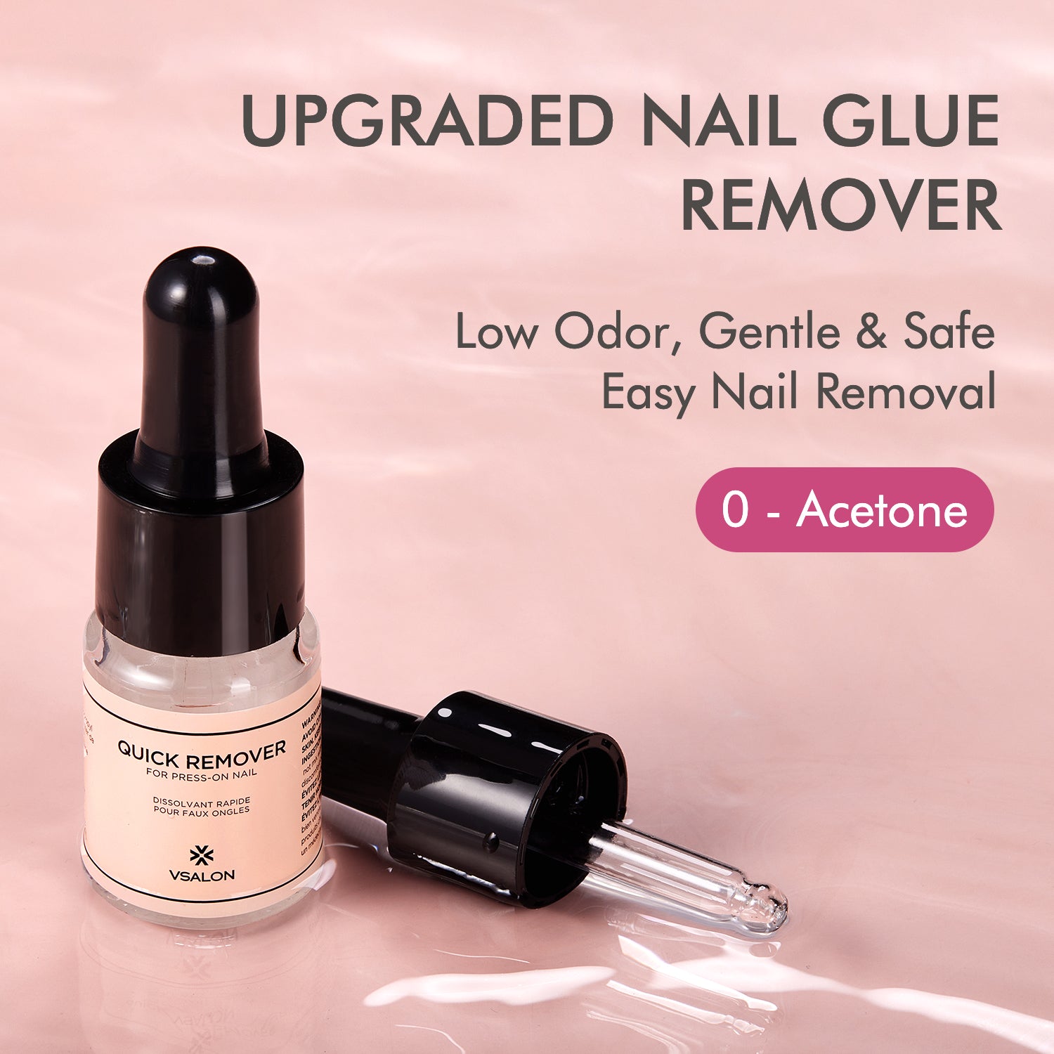 Drop of VSALON gentle nail remover – acetone-free, enriched with vitamin E